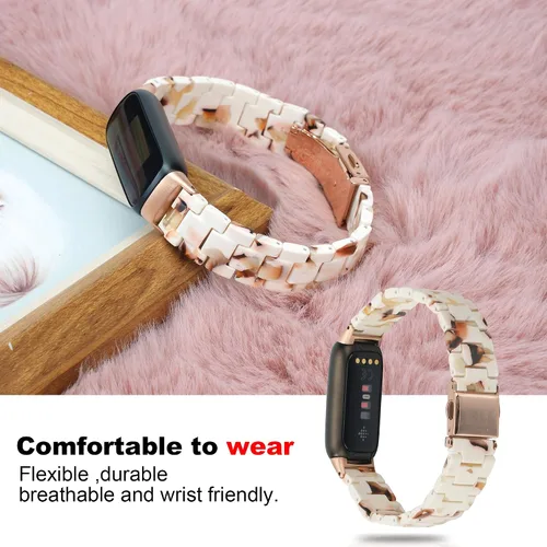 Vista 4 de Wongeto Compatible con correas Fitbit Luxe/Luxe SE para mujer, correa de resina con hebilla de acero inoxidable bandas de repuesto para Fitbit Luxe