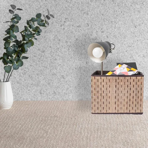 Vista 2 de Vintiquewise Caja de almacenamiento decorativa plegable beige con tapa, organizador grande de suéteres para armario, bonito contenedor