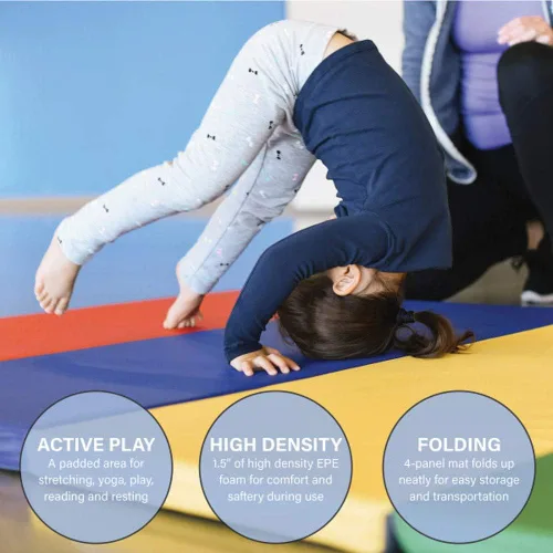 Vista 5 de Factory Direct Partners SoftScape 4ft x 6ft Runway Tumbling Mat - Soft, Sturdy Foam, 3-Fold Exercise Mat