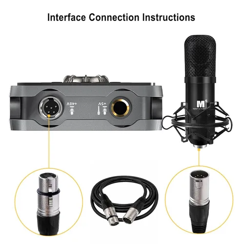 Vista 3 de Conector XLR de 5 pines, cable de micrófono XLR, conexiones equilibradas macho a hembra para micrófono e interfaz de audio (9.8 ft/10 pies)