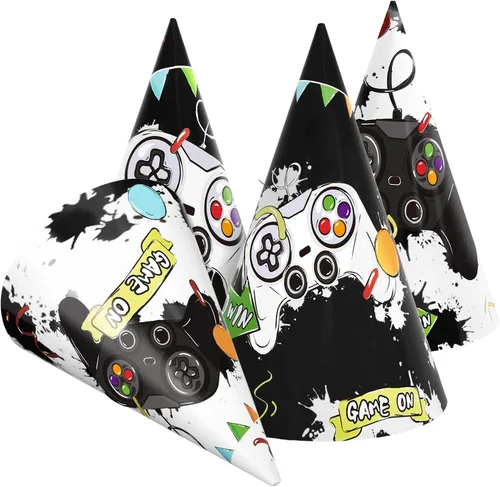 Vista 16 de WERNNSAI 12 Pcs Birthday Party Hats Assorted Themes Cone Paper Headbands Multiple Styles, Easy to Assemble with Elastic Strings, Kids Birthday
