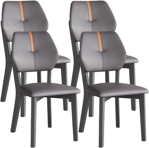 Vista 22 de YVYKFZD Solid Wood Dining Chairs Set, Leather Dining Room Chair, Armless Kitchen Chairs with Back, Upholstered Living Room Chair, for Bedroom Dark