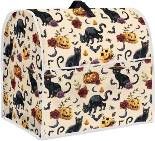 Vista 43 de Cubierta para mezclador de cocina con diseño de flores de pájaros, cubierta para procesador de alimentos con asa superior y bolsillo