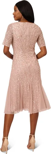 Vista 2 de Adrianna Papell Vestido midi con cuentas para mujer