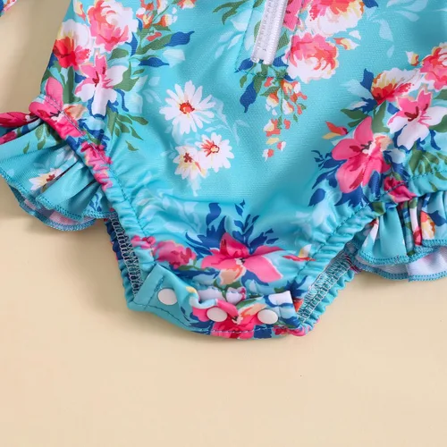 Vista 111 de Traje de baño de una pieza con cremallera de manga larga para bebé niña con gorro