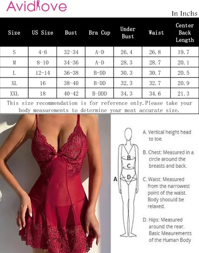Vista 5 de Avidlove Lencería sexy para mujer, lencería de malla con encaje