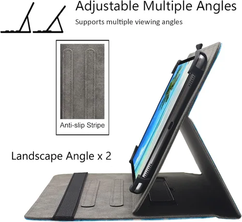 Vista 5 de Funda universal para tablet Android de 7 8 pulgadas, Dluggs soporte de visualización multiángulo con funda y correa de mano para tablet de 7.0-8.5
