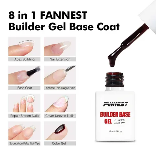 Vista 2 de Kit de Gel Constructor Gel Base de Goma Esmalte de Uñas, 15ml*2pcs (0.51 fl oz x 2 piezas) Para Engrosamiento de Uñas, Extensión de Fortalecimiento