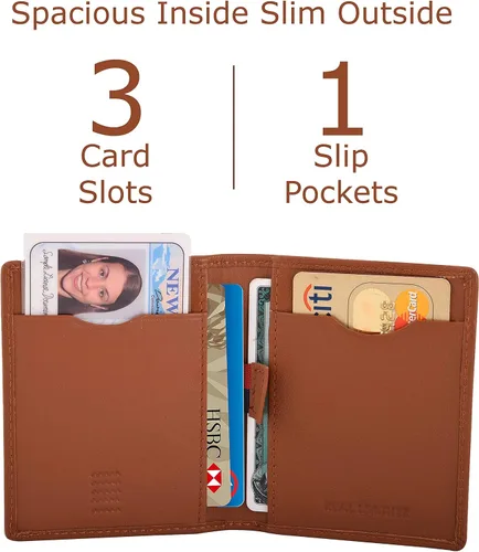 Vista 4 de Cartera de piel delgada con bloqueo RFID para hombre