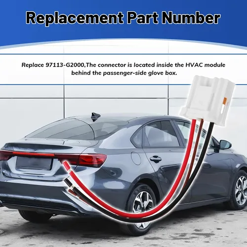 Vista 4 de Repuesto del conector del motor del ventilador para 97113-G2000, compatible con KIA Forte 2018-2024 Direct Plug Play con arnés de coleta de 4