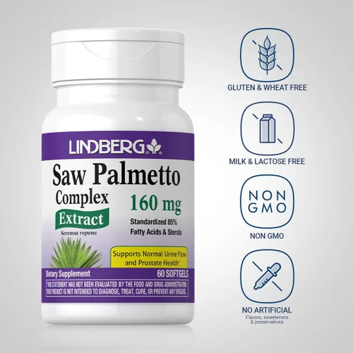 Vista 3 de Saw Palmetto Extract 160 mg 60 cápsulas blandas Para hombres