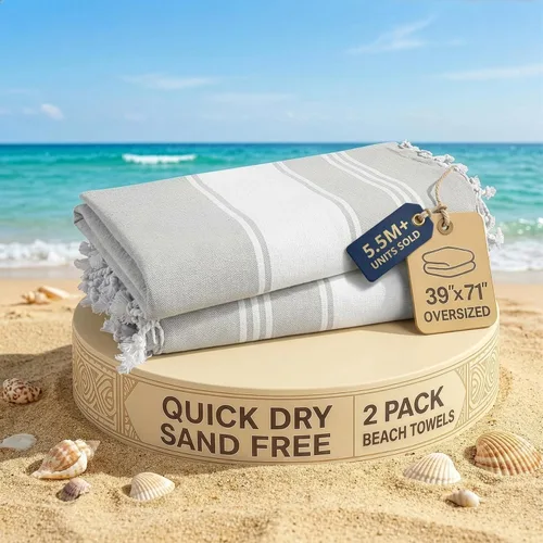 Vista 76 de LANE LINEN Toalla de Playa, Paquete de 2 Toallas de Playa de Gran Tamaño, 39"x71", Toallas de Piscina de Secado Rápido para Adultos, Absorbentes a