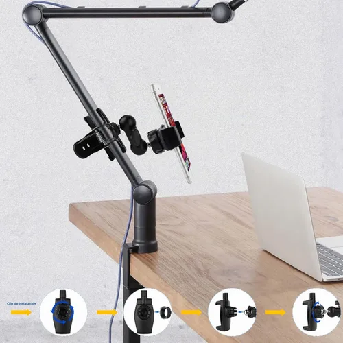 Vista 7 de Mippko Soporte de teléfono con abrazadera para cabeza de guitarra, escritorio, mesa, vidrio, deflector, caballete, soporte de teléfono de cabeza