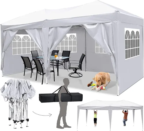 Vista 39 de COBIZI Tienda de campaña desplegable de 6.6 x 6.6 pies, toldo resistente, fácil de instalar, impermeable, para exteriores, fiestas, playa, jardín