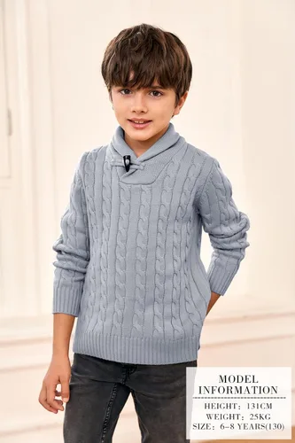 Vista 3 de Ryannology Suéter con cuello en V y cuello en V para niños y niñas pequeños