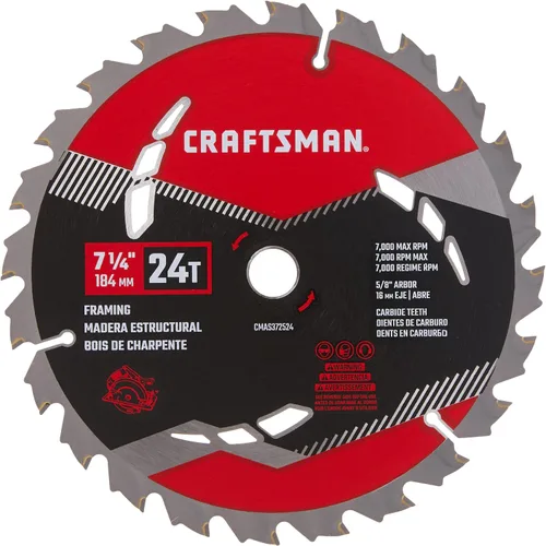 Vista 2 de CRAFTSMAN CMAS3725243 Paquete de 3 hojas de sierra circular de carburo de 24 dientes de 7-1/4 pulgadas