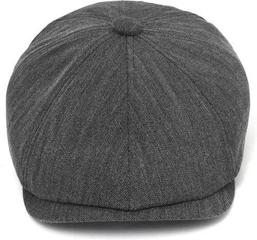 Vista 3 de DIYDECAL Gorra de Newsboy para hombre, 8 paneles, mezcla de algodón, sombrero de golf plano Ivy Gatsby Cabbie Gris oscuro