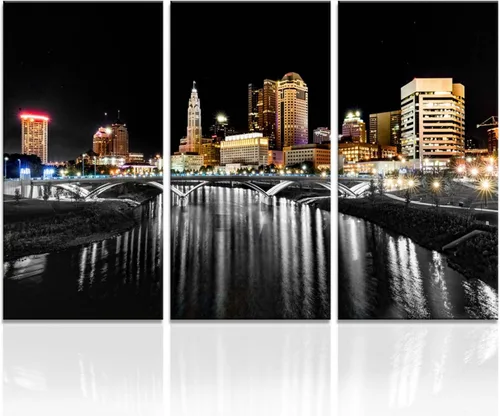 Vista 6 de Arte de pared con puente de Memphis Hernando de Soto, decoración de pared en blanco y negro, paisaje urbano de Tennessee, lienzo, impresión
