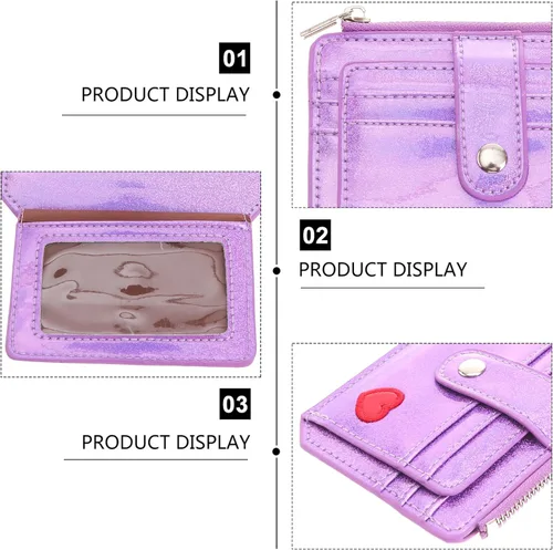 Vista 7 de TENDYCOCO - Monedero con clip para tarjetas de identificación y holograma para mujeres y niñas