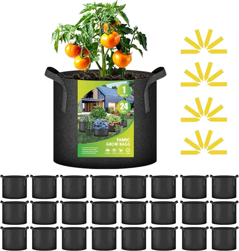 Vista 22 de iPower Paquete de 12 bolsas de cultivo de 1 galón, macetas de tela no tejida de aireación gruesa resistente con asas de nailon y 12 etiquetas