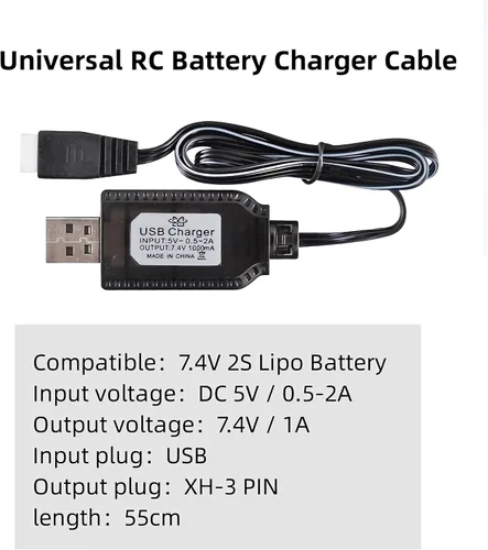 Vista 2 de Aliwisdom Cable cargador de batería universal RC con conector XH3 Pin Plug para batería Lipo de 7.4V 2S, compatible con coche RC/barco RC/avión