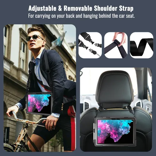 Vista 4 de DreamerX Funda para Microsoft Surface Pro 7+ Plus/Pro 7/6/5/4 de 12.3 pulgadas, funda protectora de silicona resistente resistente con mango