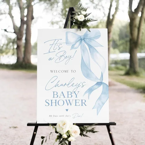 Vista 4 de Cartel de bienvenida para niños o niñas, decoración rosa y azul para baby shower, bonito cartel de fiesta de color pastel para bebé niño o niña al