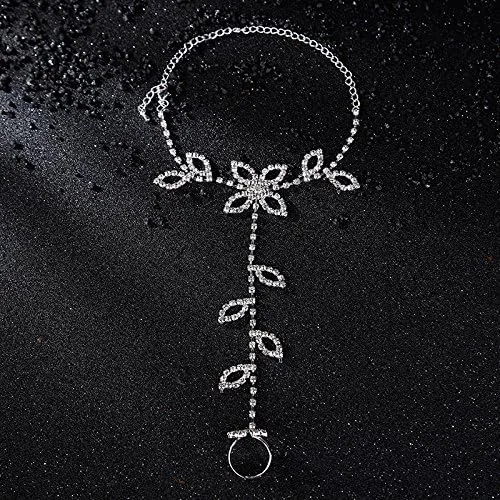 Vista 3 de Tobillera de cristal de mariposa con anillo para el dedo del pie pulseras de hoja de cristal borla sandalias descalzas pulgar brazalete para mujeres