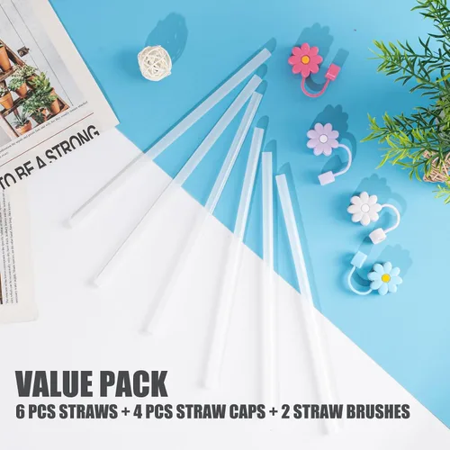 Vista 7 de Greant 6 popotes para vaso Hydro Flask de 32 onzas, 7.76 pulgadas, a prueba de polvo, para vaso HydroFlask de 32 onzas, popote para tapa a presión