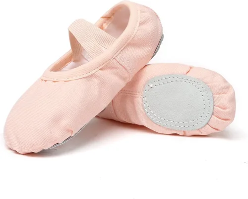 Vista 11 de Danzcue Zapatos de ballet para mujer, lona suave, piel sintética, zapatillas de baile para adultos, ideales para mujeres