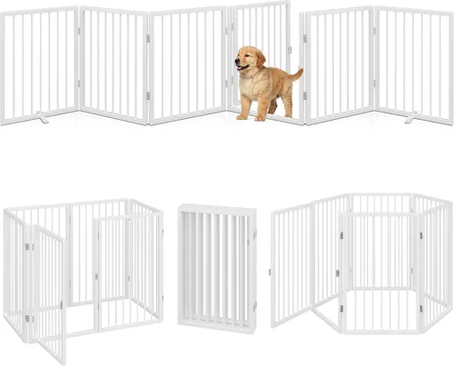 Vista 11 de Vantas - Puerta para perros plegable e independiente extra ancha con puerta, 80 x 24 pulgadas, color negro