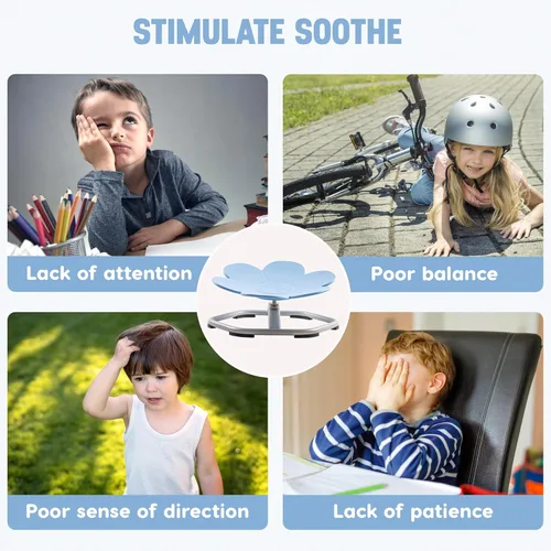 Vista 7 de ROBUD Silla giratoria sensorial para niños, silla giratoria para niños con autismo con diseño antideslizante, entrenamiento de coordinación