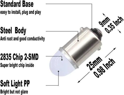 Vista 3 de Yoper BA9S 53 57 1895 64111 Bombilla LED para Coche 12V Verde Color verde