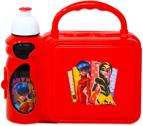 Vista 3 de Miraculous Mochila de mariquita con juego de lonchera, paquete con mochila Miraculous Ladybug de 15 pulgadas para niñas, bolsa de almuerzo, sellos