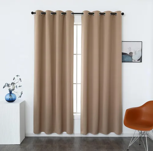 Vista 18 de INLINAS Cortinas opacas para dormitorio, aislamiento térmico, reducción de ruido, juego de 2 paneles de ahorro de energía, beige, 42 pulgadas