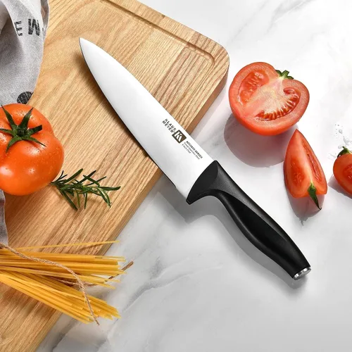 Vista 4 de Klaus Meyer Acciaio - Cuchillo de chef de acero inoxidable de alto carbono, 8 pulgadas (negro)
