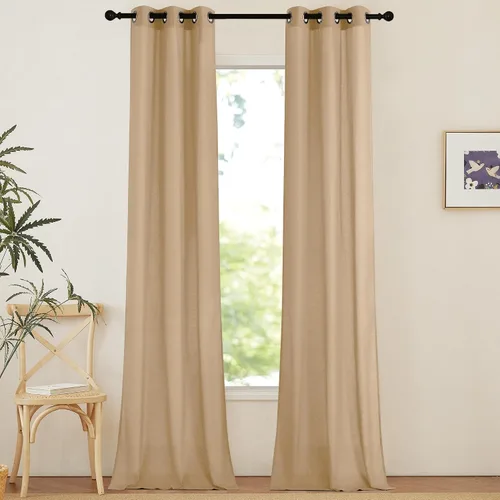 Vista 121 de NICETOWN - Cortinas de lino angora para ventana de cocina sobre el fregadero, con ojales, lino grueso angora, tratamientos cortos para ventanas