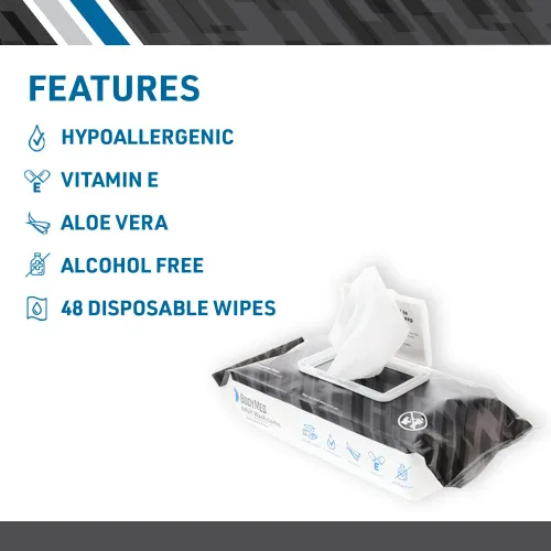 Vista 3 de BodyMed Toallitas desechables para incontinencia para adultos, 48 toallitas por paquete (1 unidad), paños prehumedecidos e hipoalergénicos