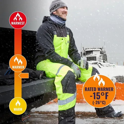 Vista 2 de Ergodyne GloWear 8928 - Overol térmico con aislamiento, alta visibilidad, resistente a la intemperie