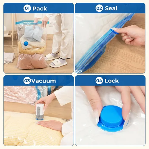 Vista 7 de ETENWOLF Bolsas de almacenamiento al vacío para viajes con bomba inalámbrica recargable, bolsas de sellado al vacío para ropa y viajes, bolsas