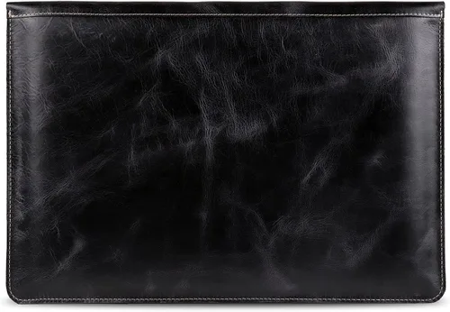 Vista 7 de Londo Funda de cuero de grano real para MacBook Pro y MacBook Air, bolsillo frontal y cierre de solapa, 14 pulgadas - 13 pulgadas