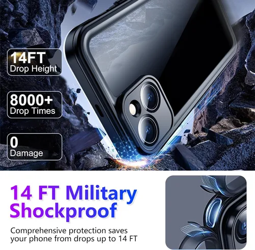 Vista 193 de Temdan - Funda impermeable diseñada para iPhone 12, protector de pantalla y cámara integrado IP68 bajo el agua, cuerpo completo, a prueba de caídas