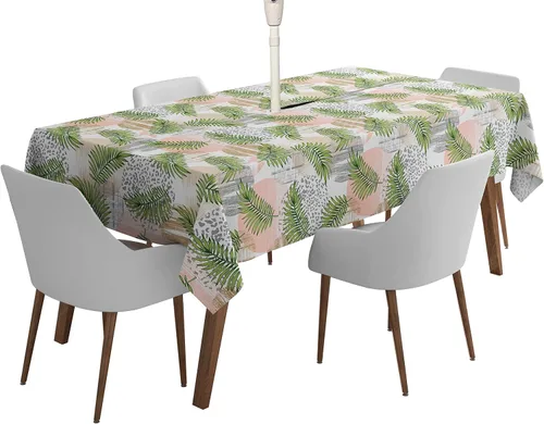 Vista 13 de Mantel cuadrado para interiores y exteriores de 58 x 58 pulgadas, mantel cuadrado impermeable para mesa de patio, manteles de primavera/verano