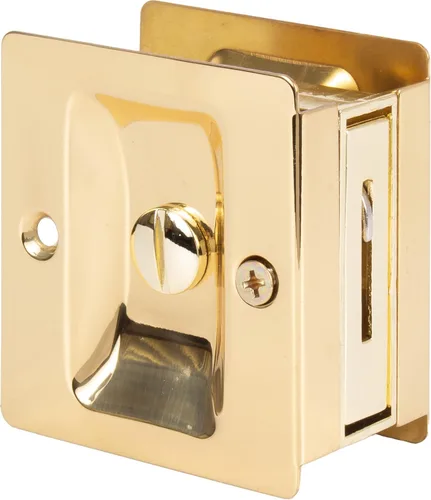 Vista 13 de Stone Harbor Hardware Cerradura de puerta de bolsillo cuadrado premium, función de privacidad, latón antiguo