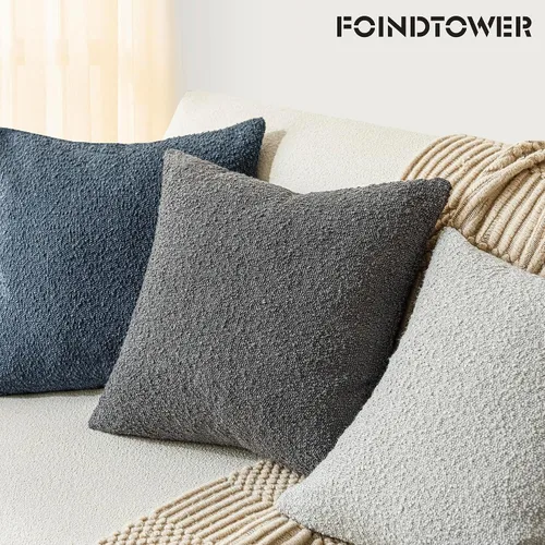 Vista 4 de Foindtower Fundas de almohada texturizadas con diseño de boucle, fundas de almohada sólidas, acogedoras, suaves, decorativas, para silla, sofá