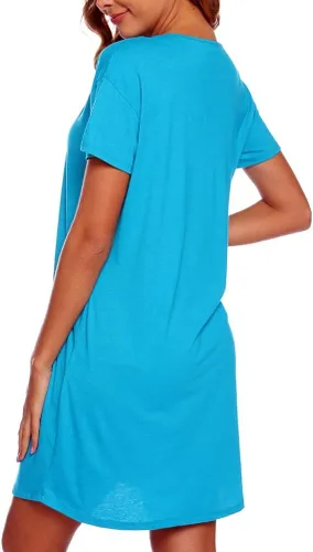Vista 5 de ENJOYNIGHT - Camisón de algodón con estampado y mangas cortas para mujer