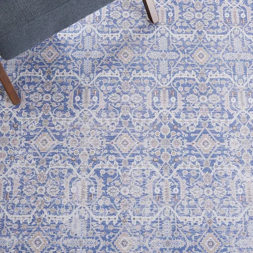 Vista 6 de SAFAVIEH Tucson Collection - Alfombra lavable de 2 pies 6 pulgadas x 6 pies, azul y al óxido, antideslizante y fácil de limpiar, ideal para pasillo