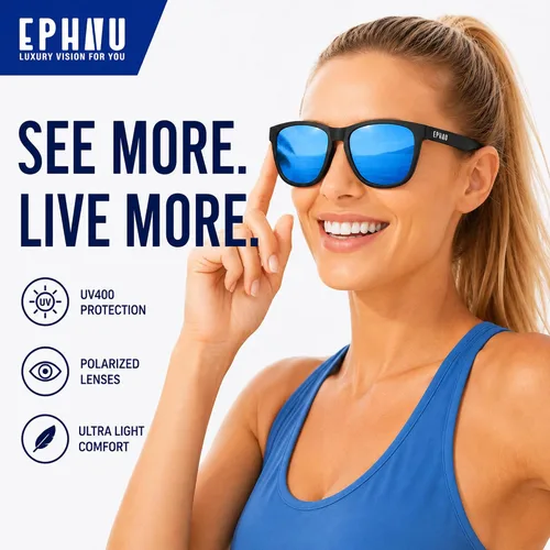 Vista 2 de EPHIU Polarized Sports Sunglasses for Men Women Lightweight TR90 Running Sunglasses with UV400 TAC Lenses for Cycling Fishing