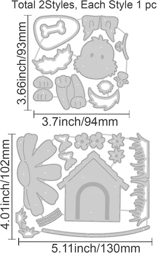 Vista 6 de INFUNLY Troqueles de metal para cortar perros y casas, troquelados en relieve, plantilla de plantilla de flores troqueladas para álbumes