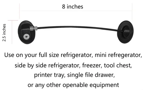 Vista 8 de REZIPO Black - Paquete de 2 cerraduras para puerta de refrigerador con 4 llaves, cerradura de cajón de archivos, cerradura de puerta de congelador